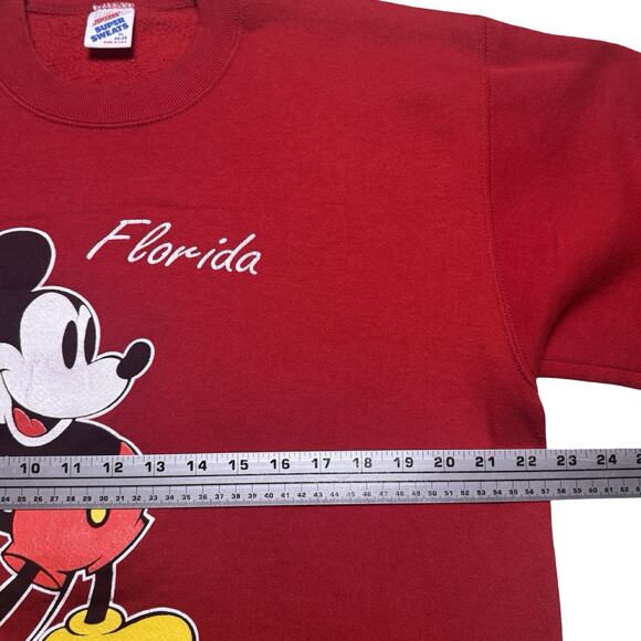 Vintage 90s Mickey Mouse Graphic Pullover Sweatshirt Mens XL Velva Sheen Red - Picture 4 of 6